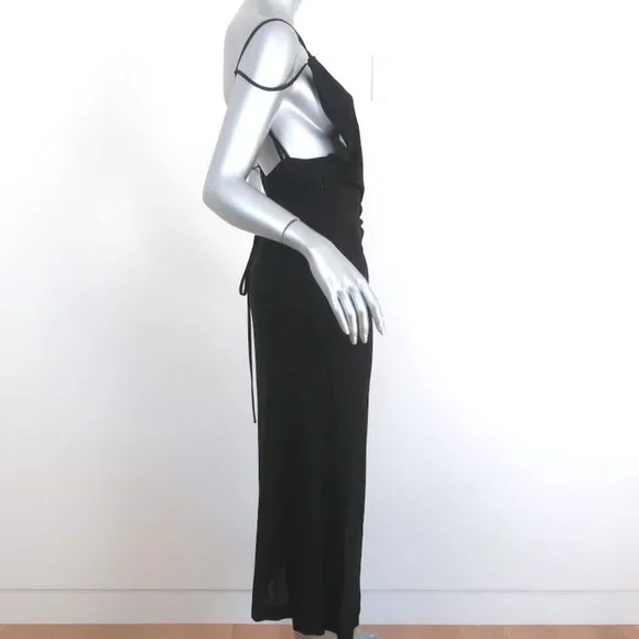 VINTAGE VICKY TIEL FOR GIORGIO BEVERLY HILLS WRAP DRESS BLACK JERSEY SIZE MEDIUM